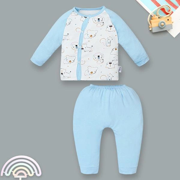 Bộ tay dài unisex BabyMommy visco xanh